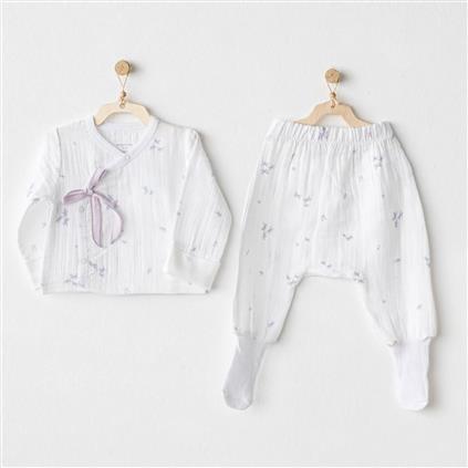 Andywawa AC25584 Magical Butterfly Müslin 2'Li Zıbın Takım White