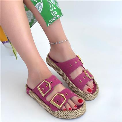 Loera Pemba Nubuk Çift Tokalı Terlik