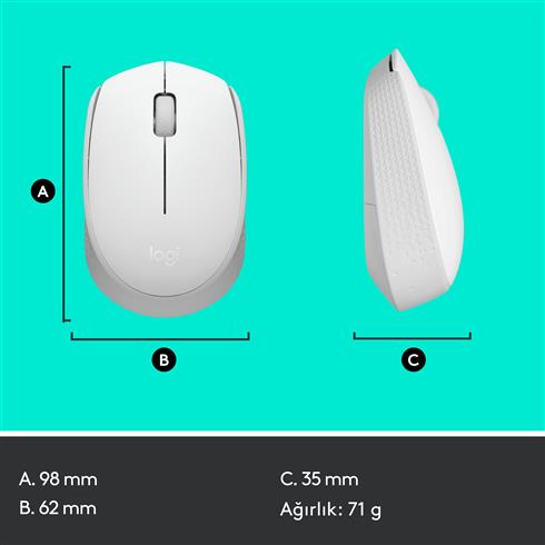Logıtech M171 Kablosuz Usb Mouse Beyaz 910-006867