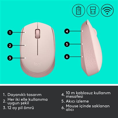 Logıtech M171 Kablosuz Usb Mouse Rose 910-006865