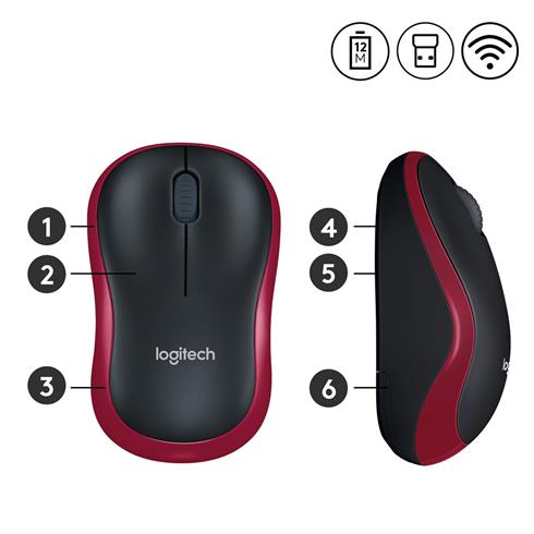 Logıtech M185 Kablosuz Usb Mouse Kırmızı 910-002237