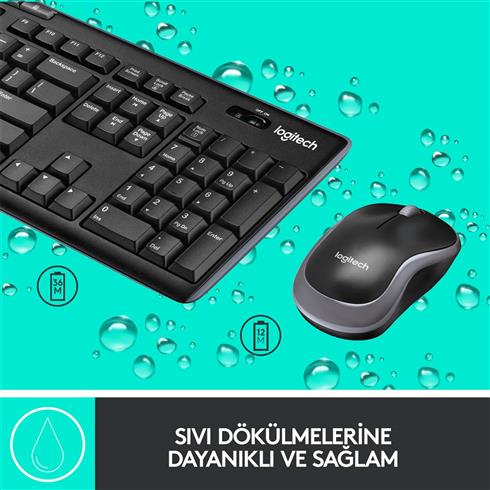 Logıtech MK270 Q TR Kablosuz Klavye Mouse Set Siyah 920-004525