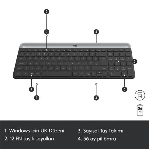 Logıtech MK270 Q TR Kablosuz Klavye Mouse Set Siyah 920-004525