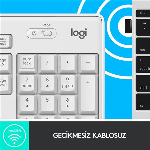 Logıtech MK295 Q TR Sessiz Kablosuz Klavye Mouse Set Beyaz 920-010089