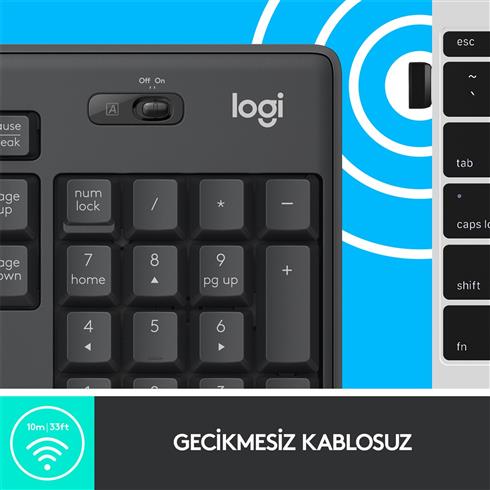 Logıtech MK295 Q TR Sessiz Kablosuz Klavye Mouse Set Siyah 920-009804