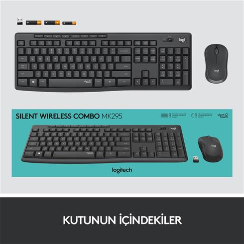 Logıtech MK295 Q TR Sessiz Kablosuz Klavye Mouse Set Siyah 920-009804