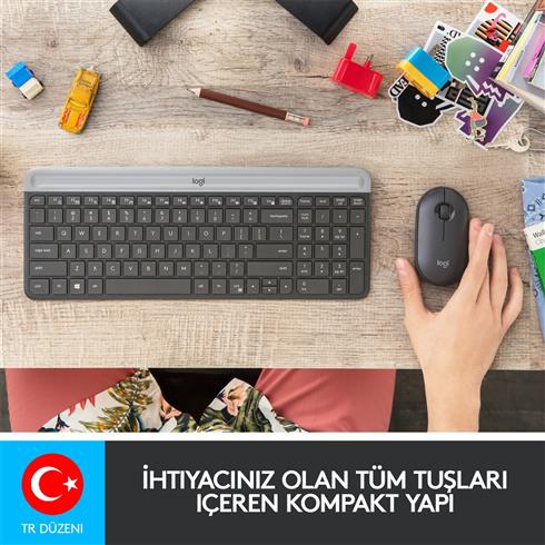 Logıtech MK470 Q TR İnce Kablosuz Klavye Mouse Set Siyah 920-009435