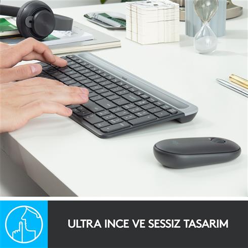 Logıtech MK470 Q TR İnce Kablosuz Klavye Mouse Set Siyah 920-009435