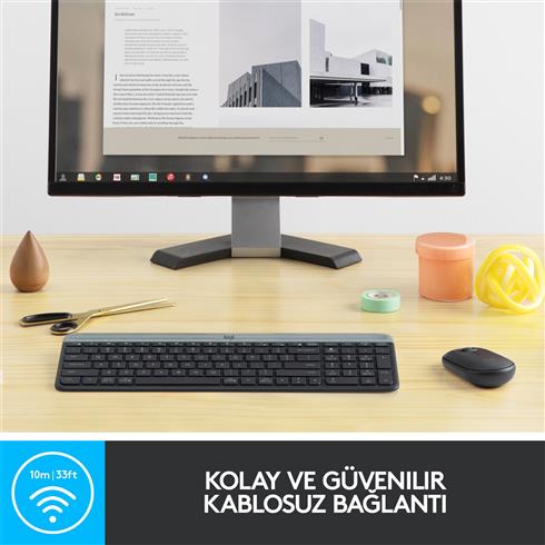 Logıtech MK470 Q TR İnce Kablosuz Klavye Mouse Set Siyah 920-009435
