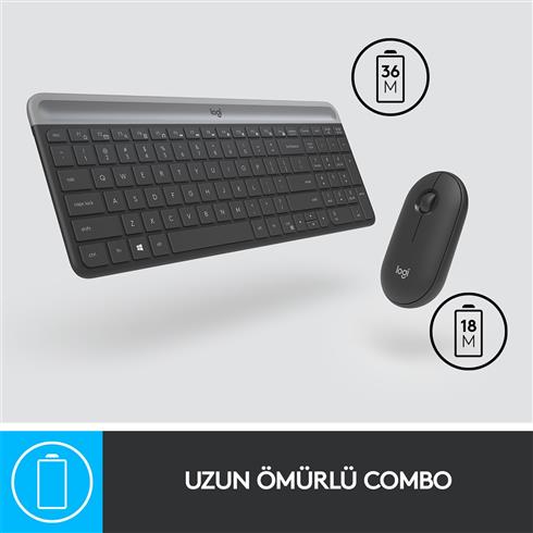 Logıtech MK470 Q TR İnce Kablosuz Klavye Mouse Set Siyah 920-009435