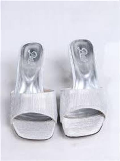 Luart Gümüş Simli Topuklu Terlik