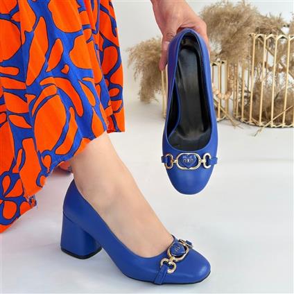 Lucky Mavi Cilt Topuklu Ayakkabı