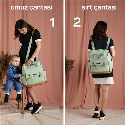 M&Y Holifera Deri Anne Bebek Bakım Sırt Çantası 7260 Siyah