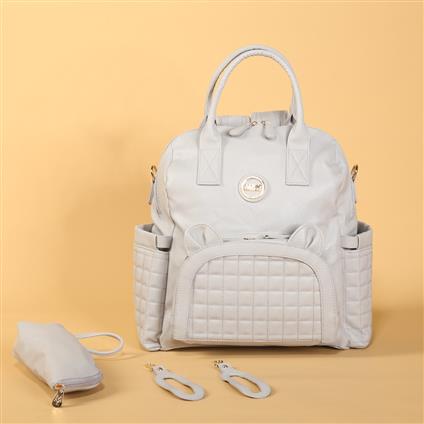 M&Y Kitty Deri Anne Bebek Bakım Sırt Çantası 7271 Gri