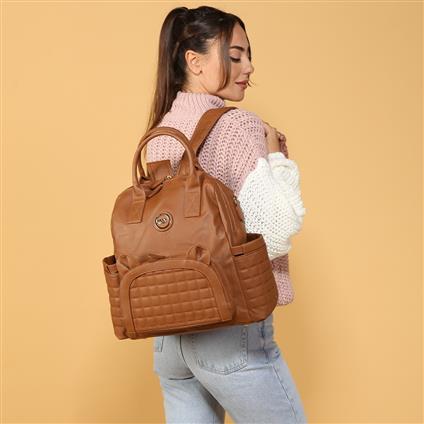M&Y Kitty Deri Anne Bebek Bakım Sırt Çantası 7271 Taba