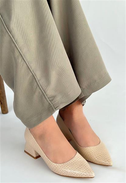 Meort Bej Rugan Topuklu Ayakkabı