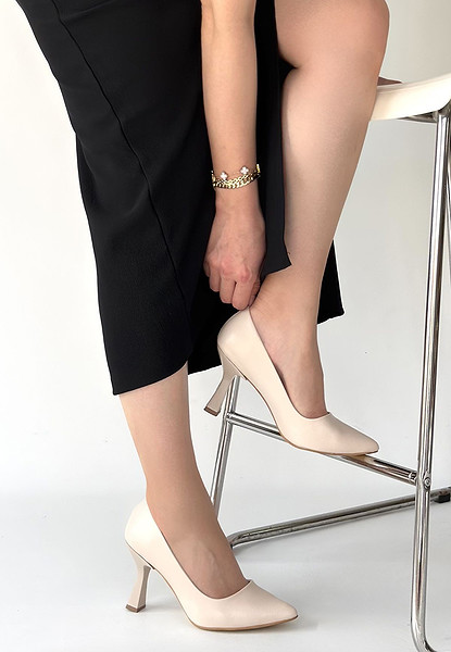 Meyli Bej Cilt Topuklu Ayakkabı