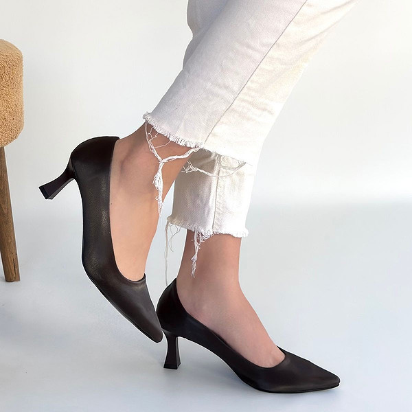 Mırta Acı Kahve Cilt Topuklu Ayakkabı