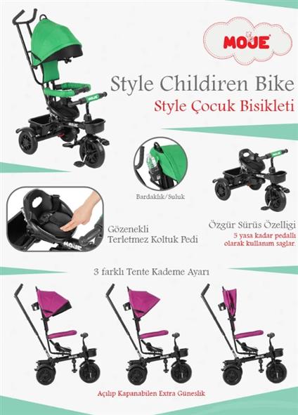 Moje Style 3 Tekerlekli Çocuk Bisikleti Pembe