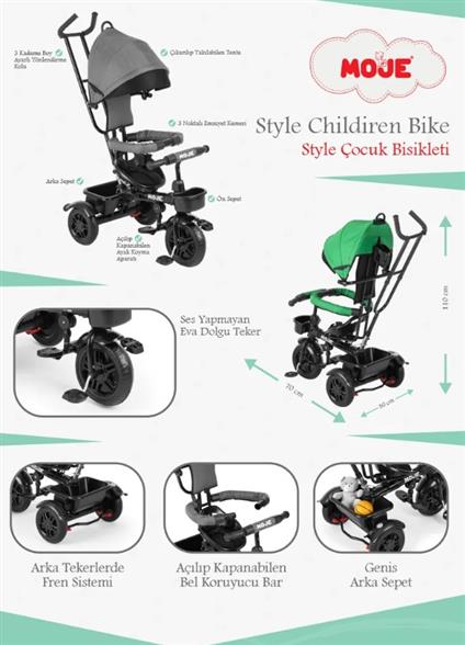 Moje Style 3 Tekerlekli Çocuk Bisikleti Pembe
