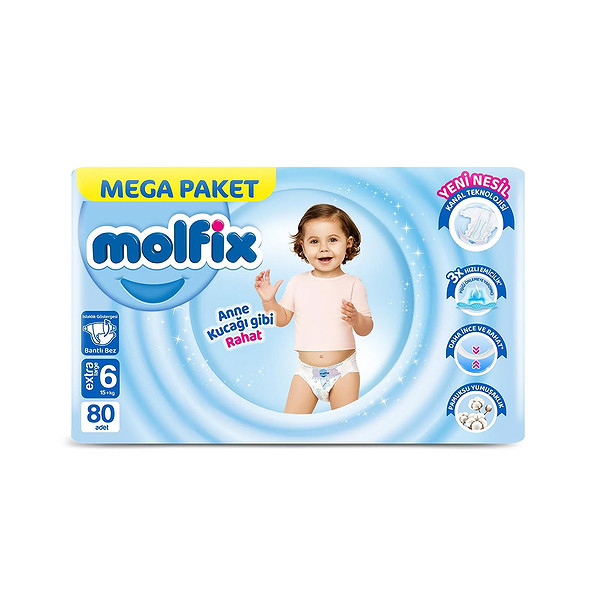 Molfix Mega Paket Bebek Bezi 6 Beden 15+ Kg 80 Adet