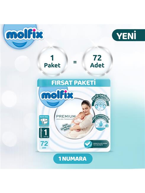 Molfix Premium Bebek Bezi Fırsat Paketi 1 Beden 2-5 Kg 72 Adet