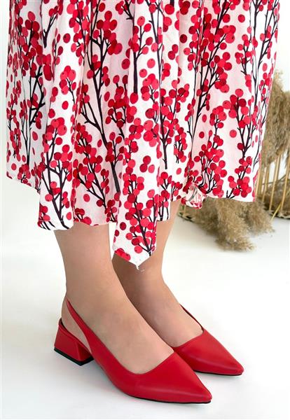 Morji Kırmızı Cilt Topuklu Ayakkabı