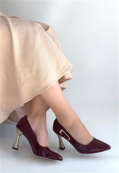 Motya Bordo Rugan Topuklu Ayakkabı
