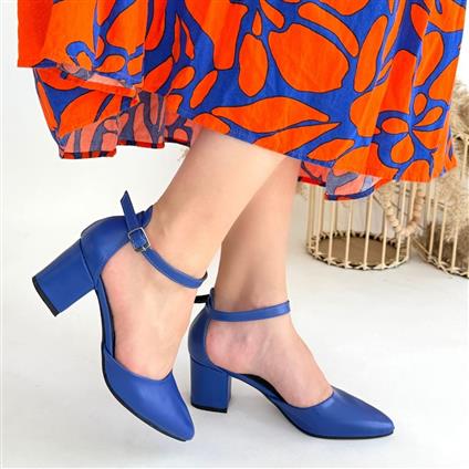 Mulen Mavi Cilt Topuklu Ayakkabı