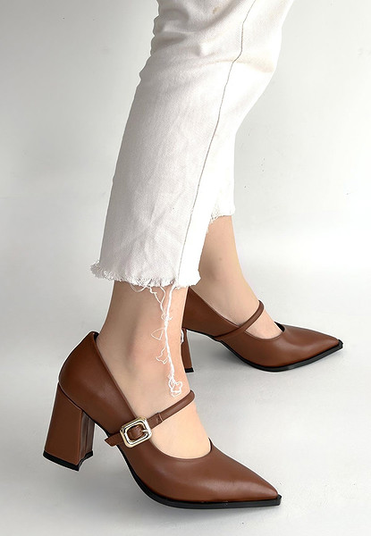 Nıvra Taba Cilt Topuklu Ayakkabı