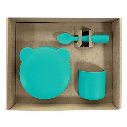 Oioi Blw I Silikon Beslenme Seti 3'Lü (Kaseli) Aqua Green