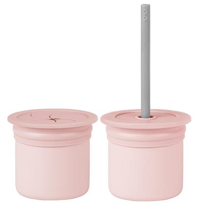 Oioi Ham+Hüp Pipetli Silikon Bardak Seti Pinky Pink / Powder Grey