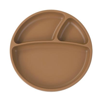 Oioi Porsiyon Vakum Tabanlı Silikon Tabak Woody Brown