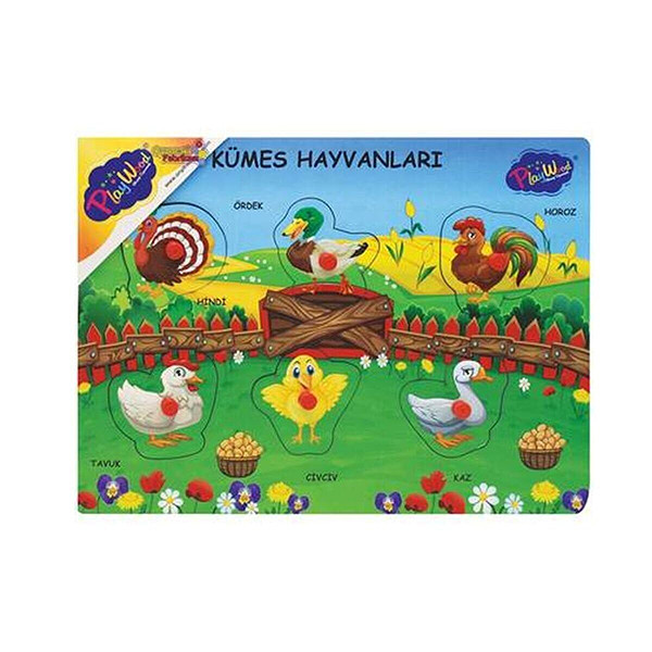 Ony-191-192-193 Ahşap Tutmalı Çiftlik Sevimli Kümes Hayvanları