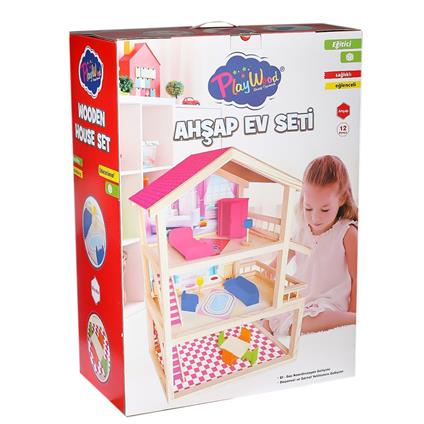 Ony-398 Büyük Ahşap Ev Seti -Onyıl Oyuncak