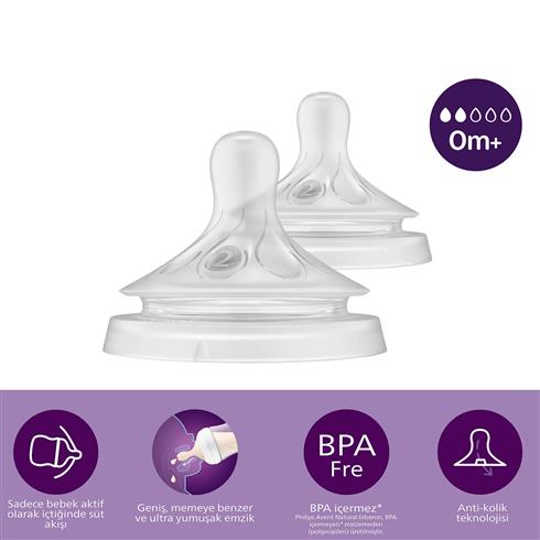 Philips Avent Doğal Tepkili Natural Response 2'Li Biberon Emziği No:2 0+ Ay