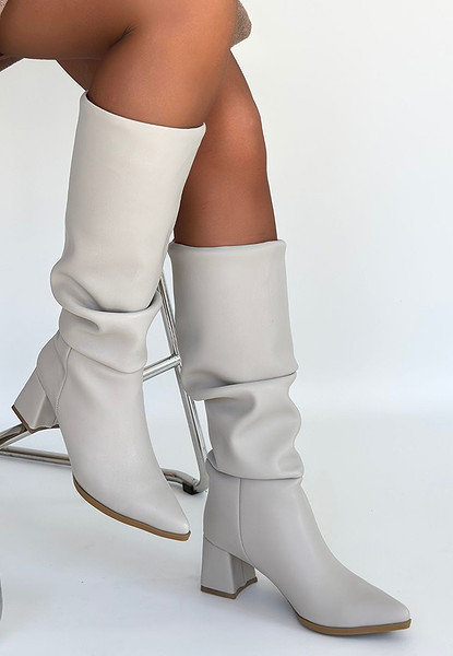 Pitay Bej Cilt Topuklu Çizme