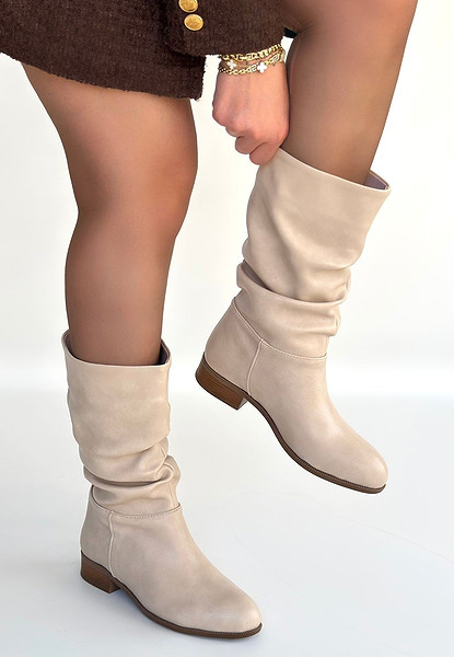 Plod Bej Cilt Körüklü Çizme
