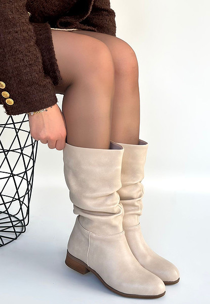 Plod Bej Cilt Körüklü Çizme