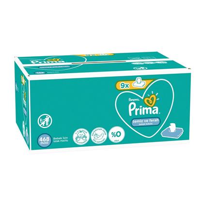 Prima Temiz Ve Ferah Islak Havlu Mendil 9'Lu 468 Yaprak