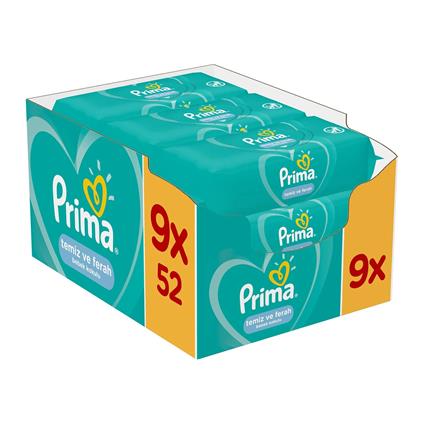 Prima Temiz Ve Ferah Islak Havlu Mendil 9'Lu 468 Yaprak