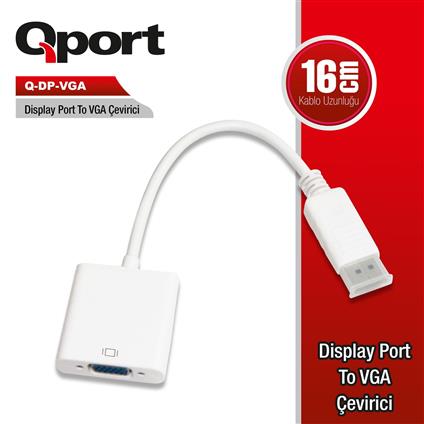 Qport Q-DP-Vga DV Dısplay Port TO Vga Dönüştürücü