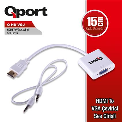 Qport Q-HD-Vgj  Hdmı TO Vga Cevırıcı+ Ses Jack