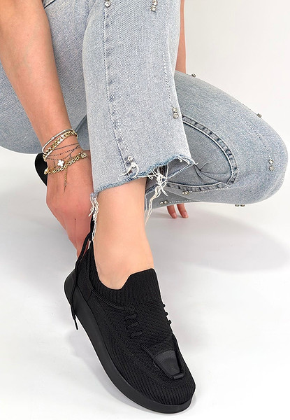 Renji Siyah Triko Bağcıklı Spor Ayakkabı