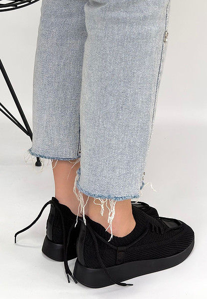 Renji Siyah Triko Bağcıklı Spor Ayakkabı