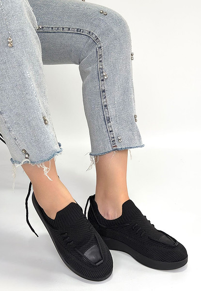 Renji Siyah Triko Bağcıklı Spor Ayakkabı