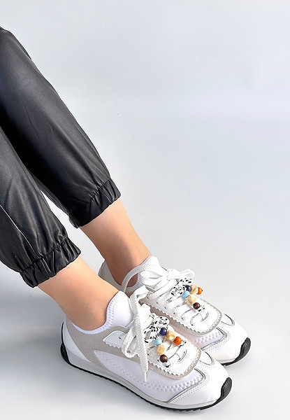 Riaf Beyaz Cilt Bağcıklı Spor Ayakkabı