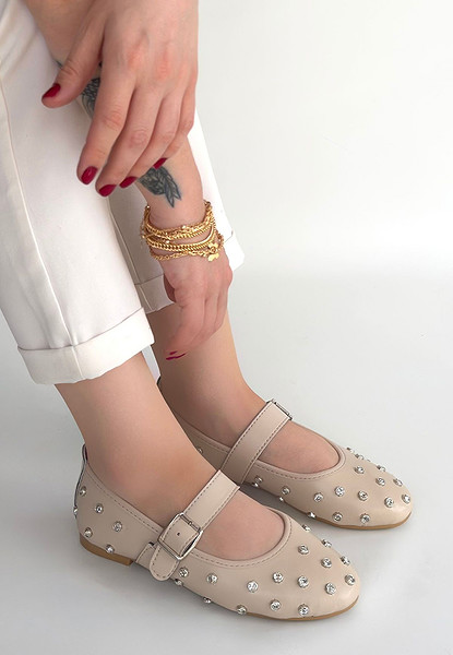 Ritta Bej Cilt Kemerli Babet Ayakkabı