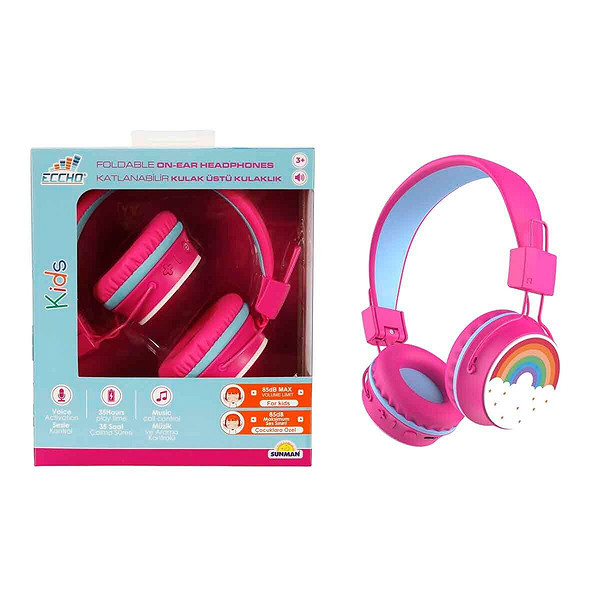 S01002605 -Sun-Gle-Ech-Kulaklık Mikrofonlu Katlanabilir Kablosuz Gökkuşağı Resim