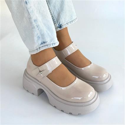 Siyat Bej Rugan Dolgu Topuk Oxford Ayakkabı